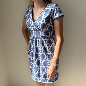 Boden Faux Wrapped Paisley Cap Sleeved Dress
